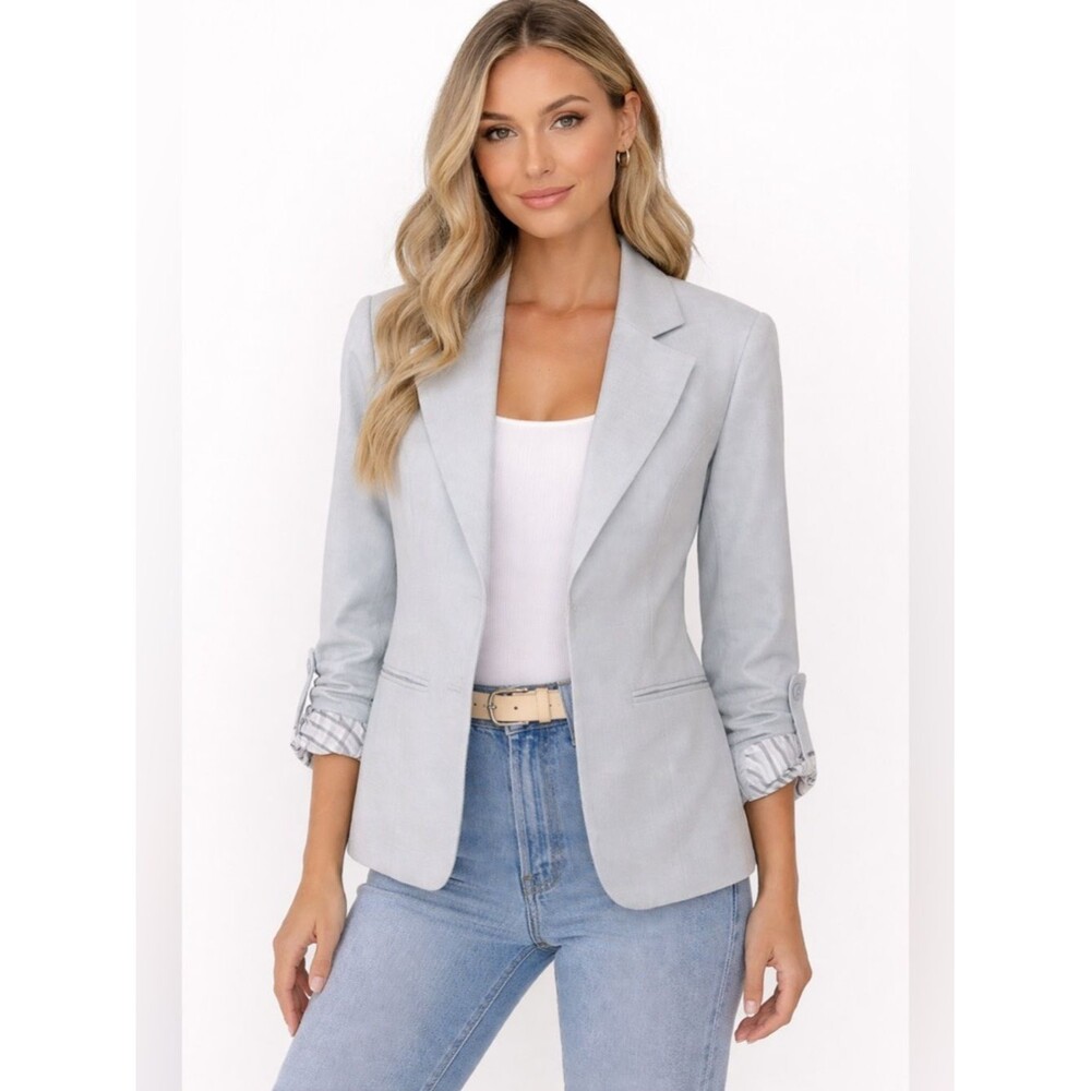 41 HAWTHORN Gray Open Front Blazer Jacket